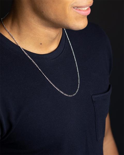 3 mm Figaro-Halskette aus Edelstahl mit Silber-Finish - Primo Silver